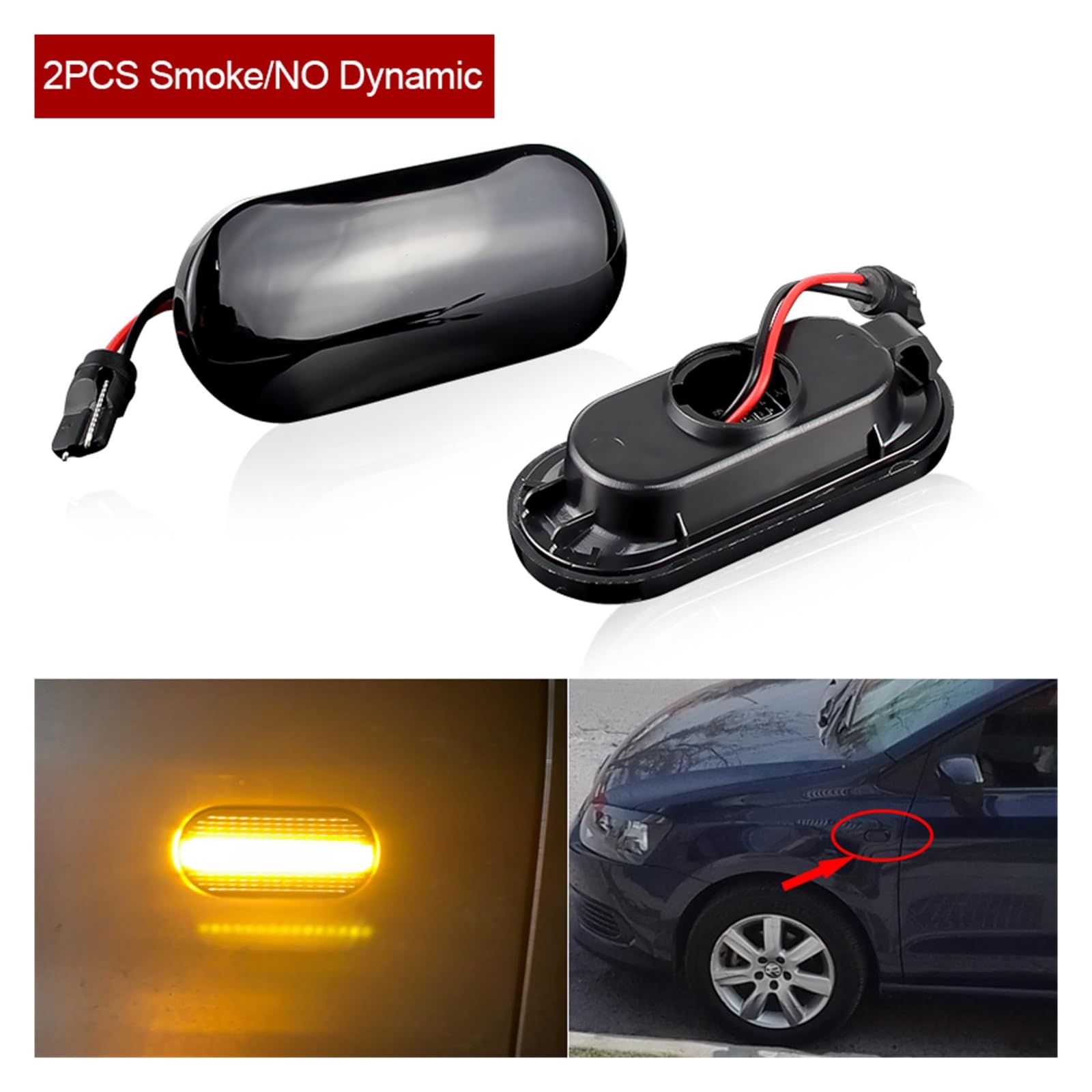 2 uds indicador lateral dinámico luz de señal de giro luz intermitente secuencial for Ford c-max Fiesta Focus MK2 Fusion Galaxy(2pcs NO Dynamic)