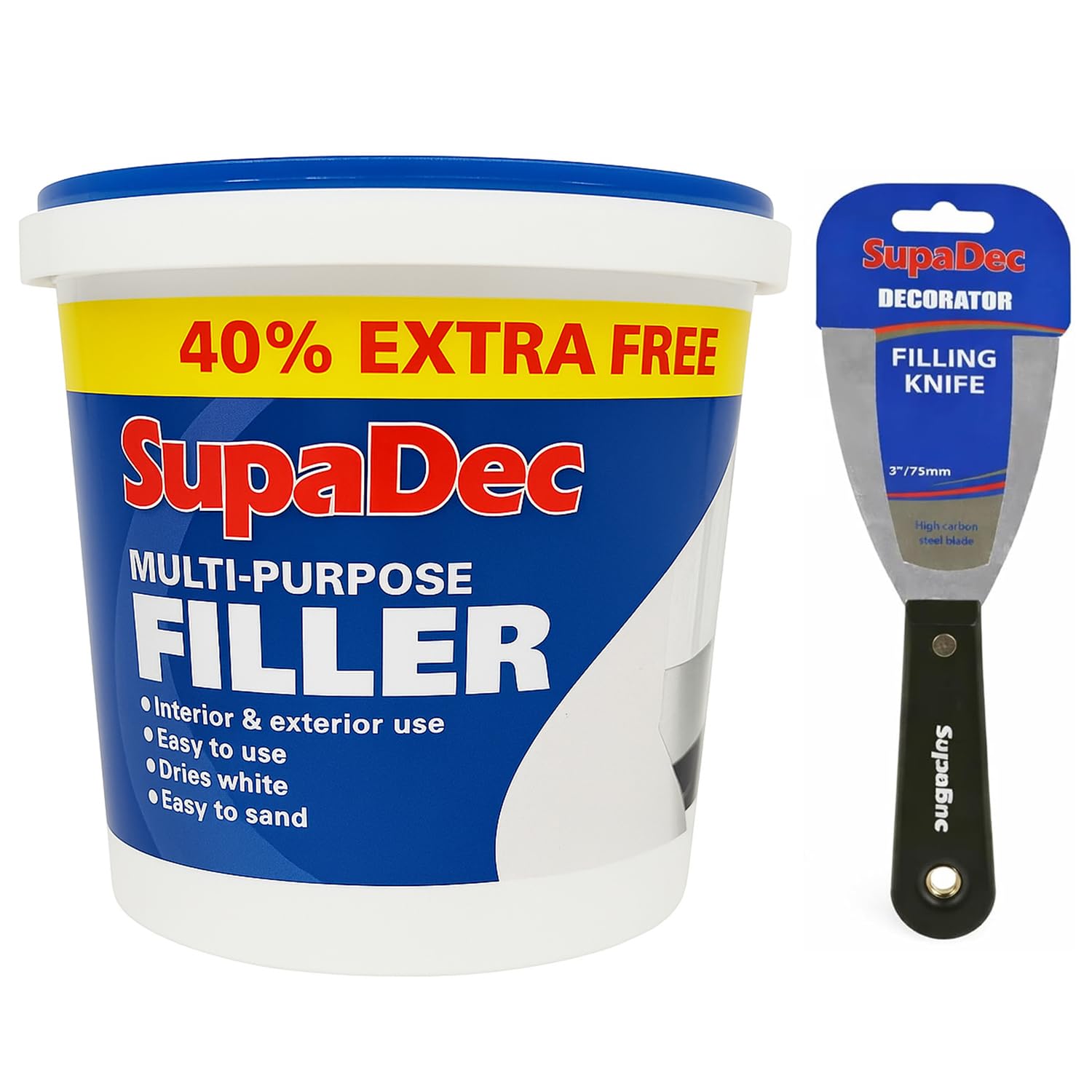 Multi Purpose Ready Mixed Filler 840g | Smooth Crack & Hole Repair for Walls, Ceilings & Wood | Easy Sand, Quick Dry, Paintable Finish with 3″ Flexible Decorating Filling Knife