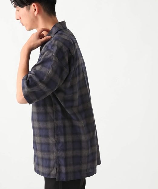 Amazon レイジブルー オンブレチェック シャツ L ネイビー 紺 メンズ シャツ 通販