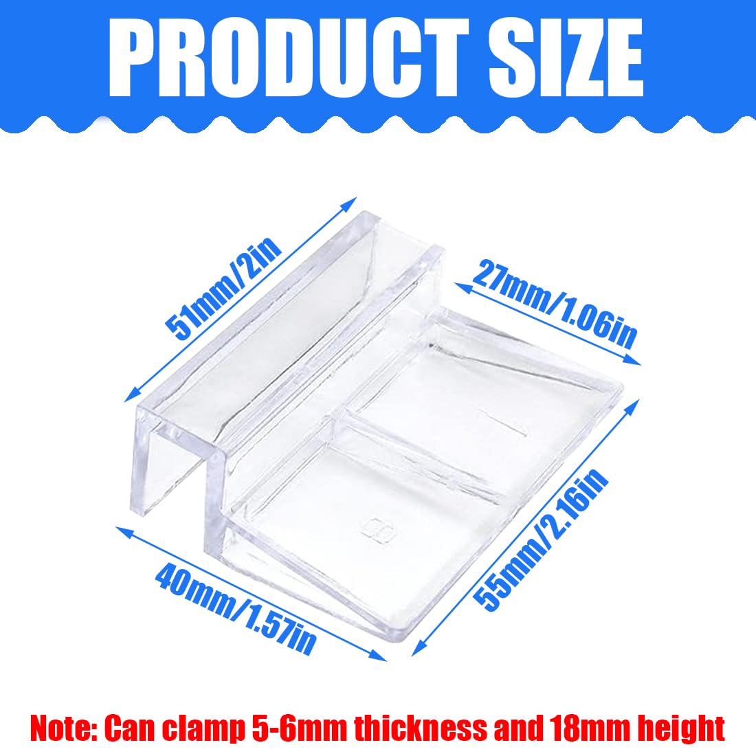 10 Clips Transparentes para Acuario, Clip Cubierta de Vidrio, Tanque de Peces Tapa de Vidrio Soporte, Acrílicos Universales para Acuarios sin Marco