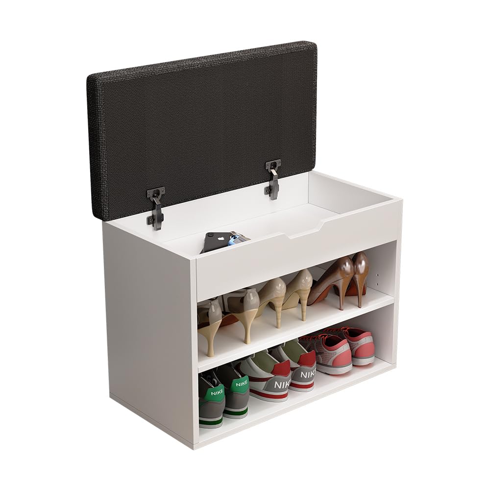 Vicco Panca scarpiera da ingresso Titus, Bianco, 60 x 45 cm con ripiano, adatto per la conservazione e combinabile come seduta