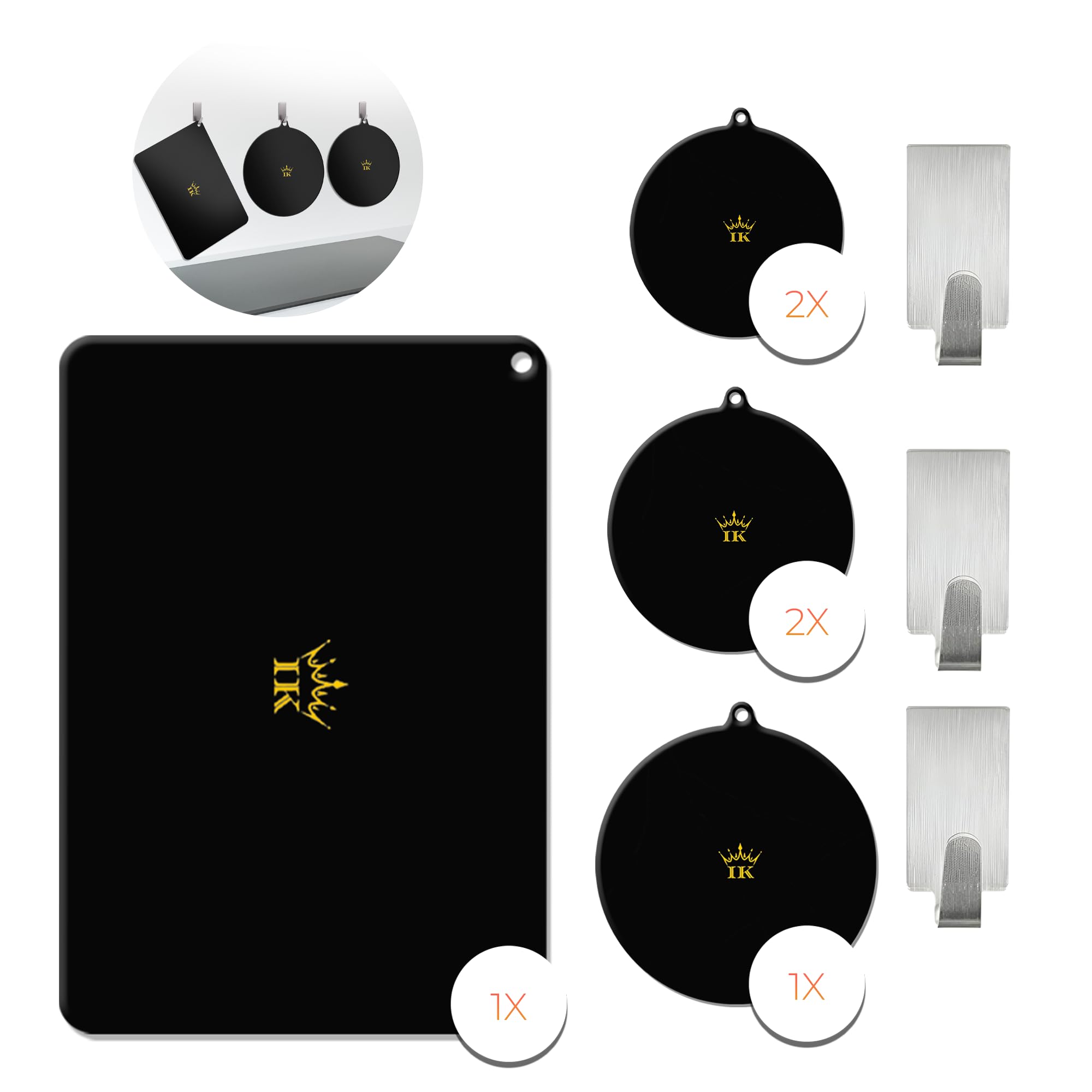 Esteras protectoras de inducción – 6 esteras + 3 colgantes de lujo gratis - Redondo - Negro - Anti Slip - Hasta 230 grados - Elegante - Estera de inducción – Estera antideslizante -