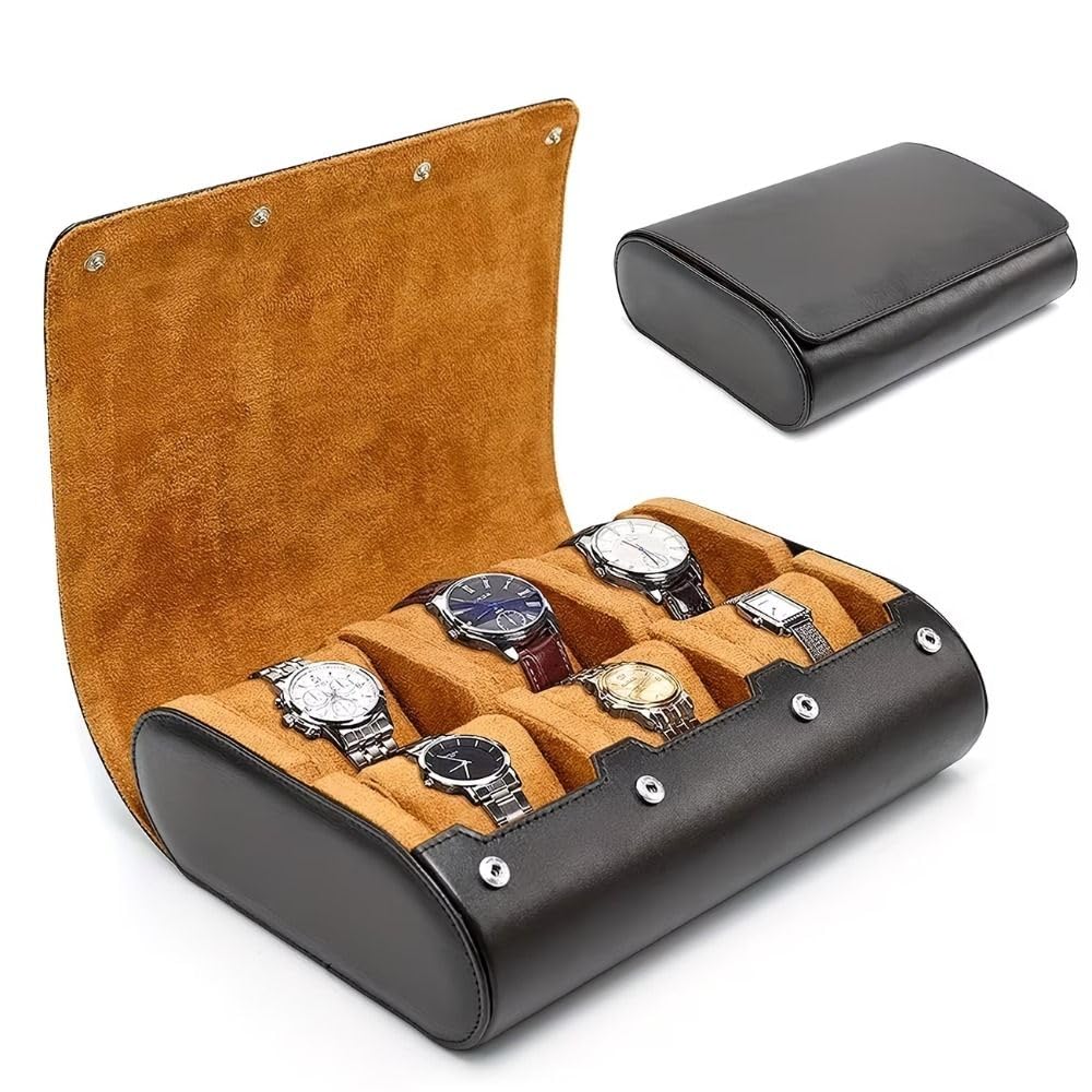 Caja organizadora de relojes de estilo clásico con 6 compartimentos