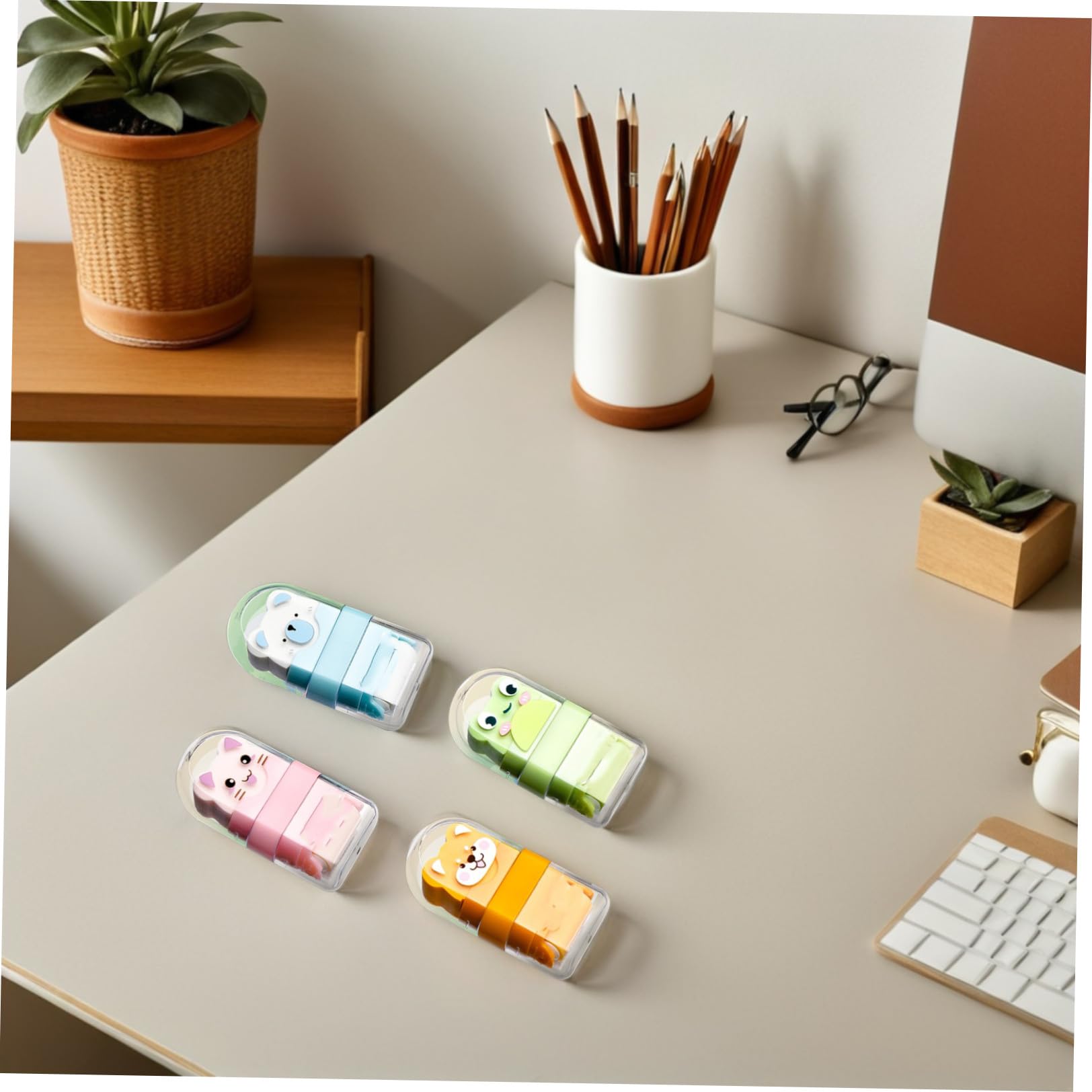 Holibanna 24 Pezzi Gomme da Cancellare a Rullo con Design Animale Cartoon Carino, Ergonomiche in Pvc per Studenti e Uso Scolastico, Perfette per Cancellare Segni di Matita