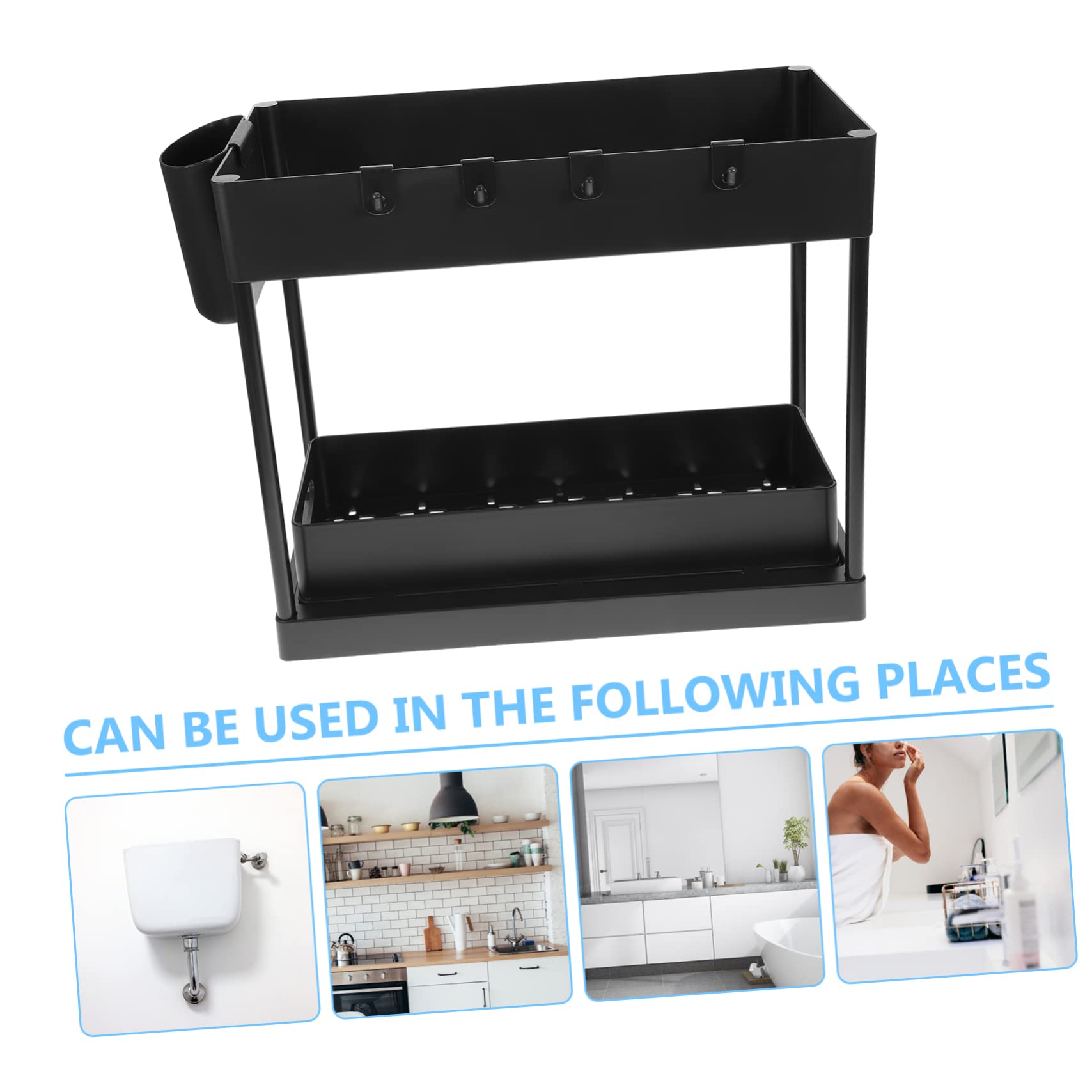 LABRIMP 1set Organizer Sottolavello Cucina Strati con Scorrevole e Ganci Portaoggetti per Bagno e Cucina Soluzione Pratica per Conservare Detersivi e Accessori