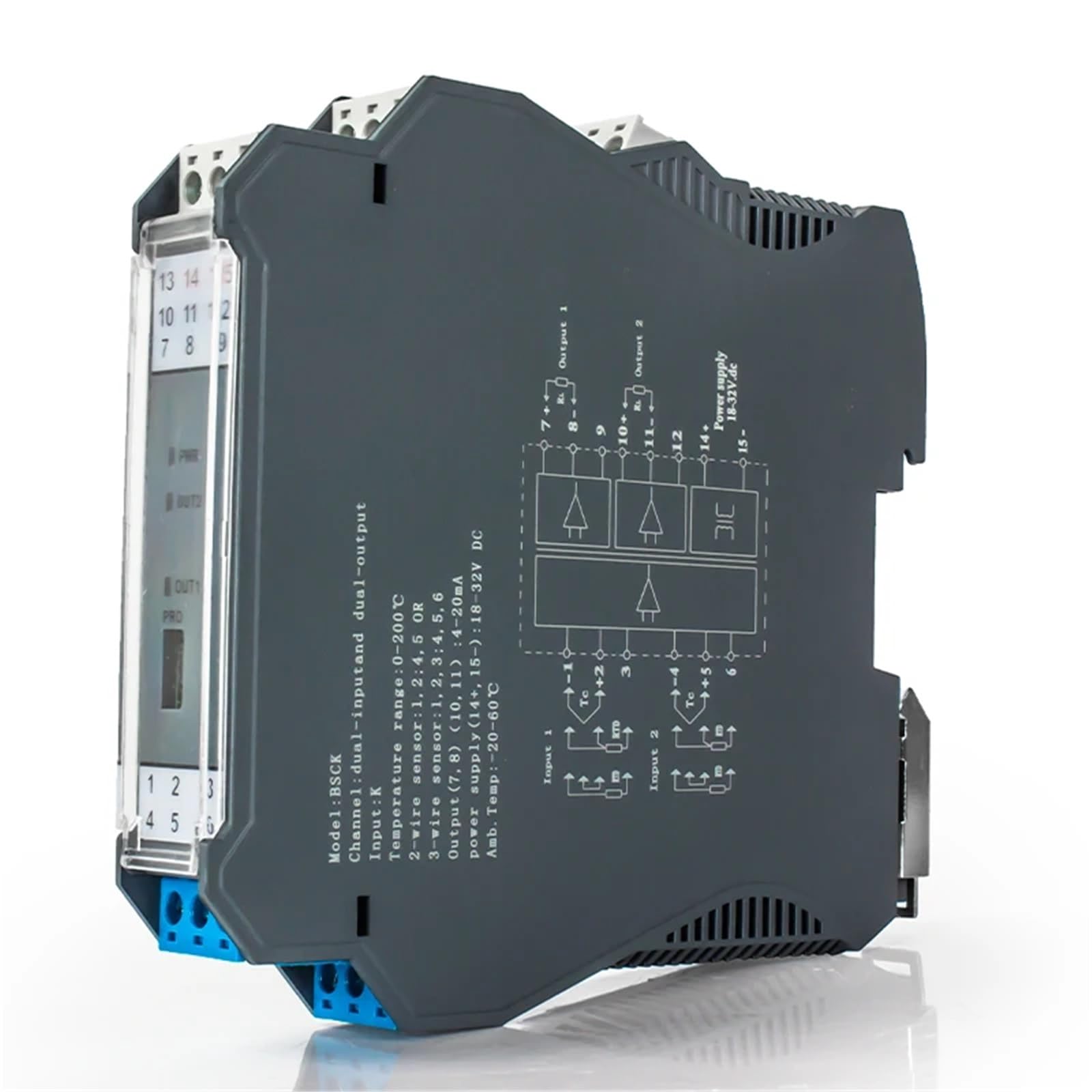 Transmisor de temperatura tipo K 4-20mA 0-10V 0-5V 1 en 1 salida 0-1300℃ Convertidor de señal de termopar 1 Uds(K to RS485 11)