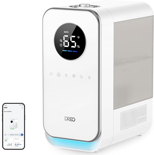 Dreo Humidificadores para dormitorio, humidificadores inteligentes y silenciosos de niebla fría para habitación grande, difusor de aceite y luz