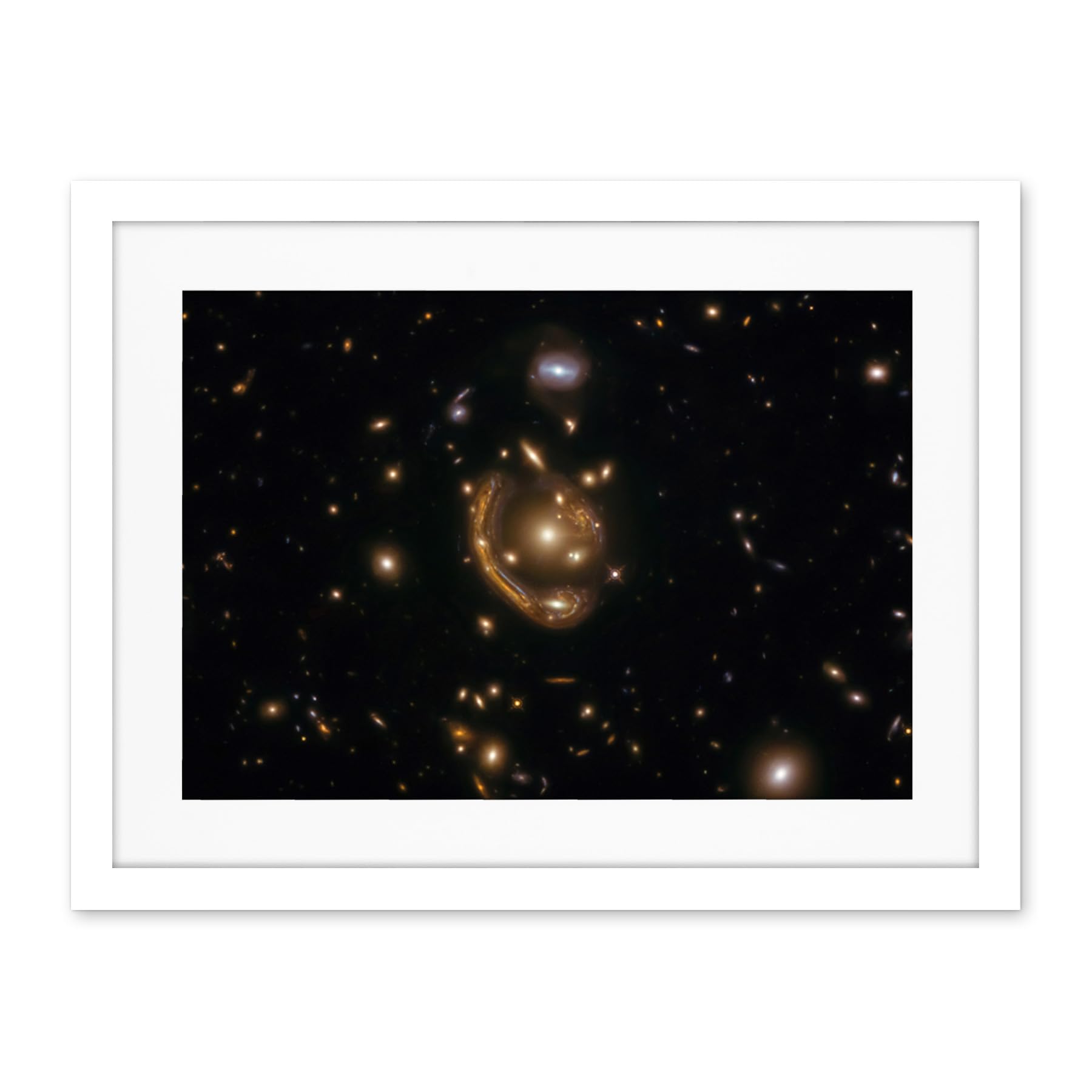 Artery8 Hubble Space Telescope Image Einstein Molten Ring Galaxy Phenomenon Gravitational Lensing Distant Galaxy Peak Epoch Starbirth Cosmic Evolution Artwork Framed Wall Art Print 18X24 Inch