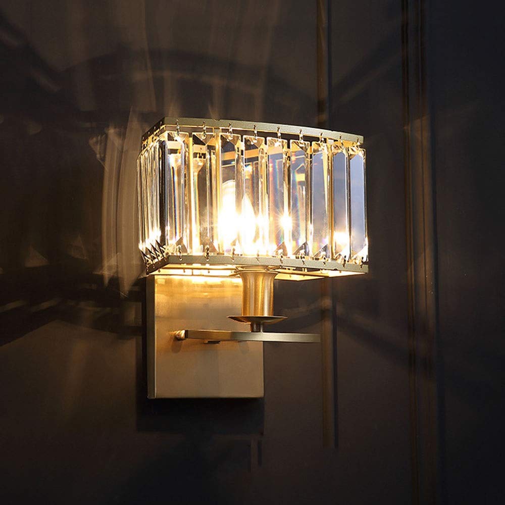 HPTHLY Copper Wall Sconce Light Crystal Wall Lamp Luxurious Wall Lamps Headboard Lights For Living Room Bedroom Bedside Hallway Brass Wall Lighting Fixture,