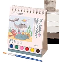 Qidures Kids Watercolor Sketch Book, Washable Drawing Book with Paint Brush - Perfect for Preschoolers Educational Activities, Portable Sketchbook for Travel or Home