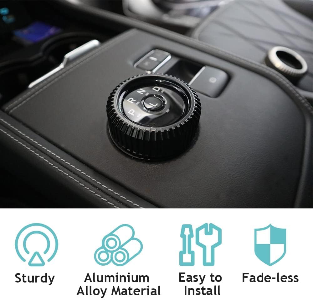 AOSKonology Volume Control Knob MetalCover Compatible with Mach E Mach-E 2021 2022 2023 2024 Accessories Volume/Gear Shift Switch Knob Metal Cover Zinc Alloy SNAP in Design (Gear, Black)