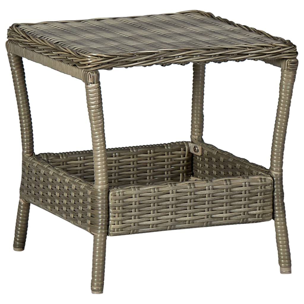 Garden Table Brown Poly Rattan, Powder-Coated Steel, PP Board,Brown Compact Garden Table with PowderCoated Steel Frame for Outdoor &amp; Indoor Use Patio Furniture