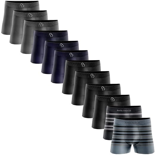 Kit 12 Cuecas Boxer Masculinas Rafa Parize Sem Costura Cores Sortidas Conforto Anatômico Cintura Elástica