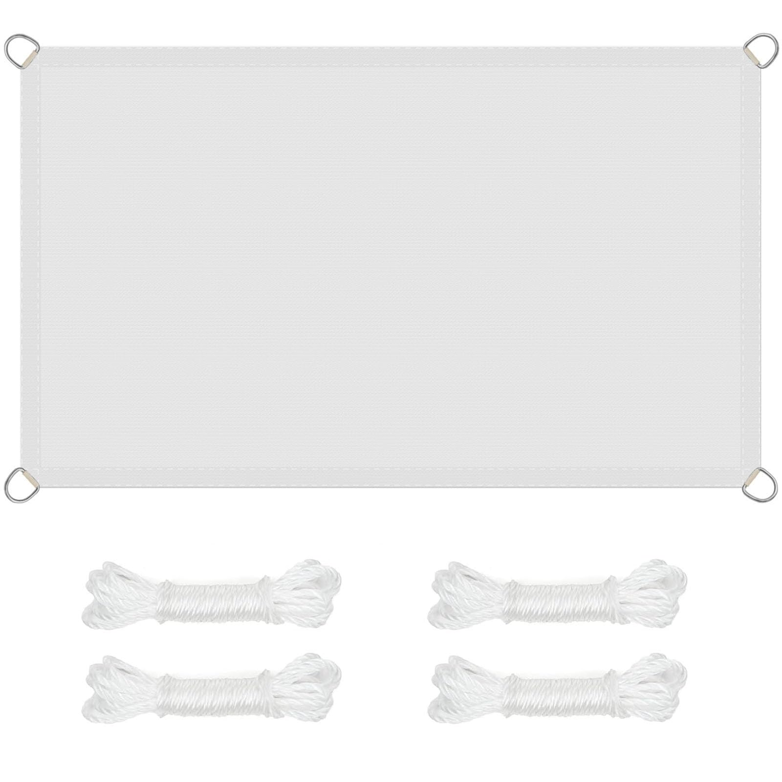 Voile d'ombrage imperméable 1.5x2m en polyester blanc avec kit de fixation