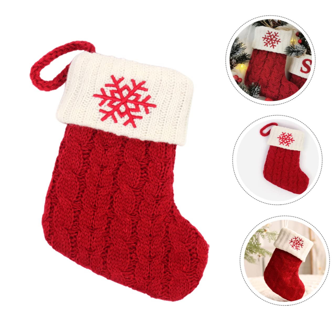 Zerodeko 4 Pezzi Calzini per Albero di Natale Figurine Vacanza Babbo Natale Sacchettini Bomboniere Calza Natalizia del Festival Sacchetto Dell'albero di Natale Calza Festiva Cotone