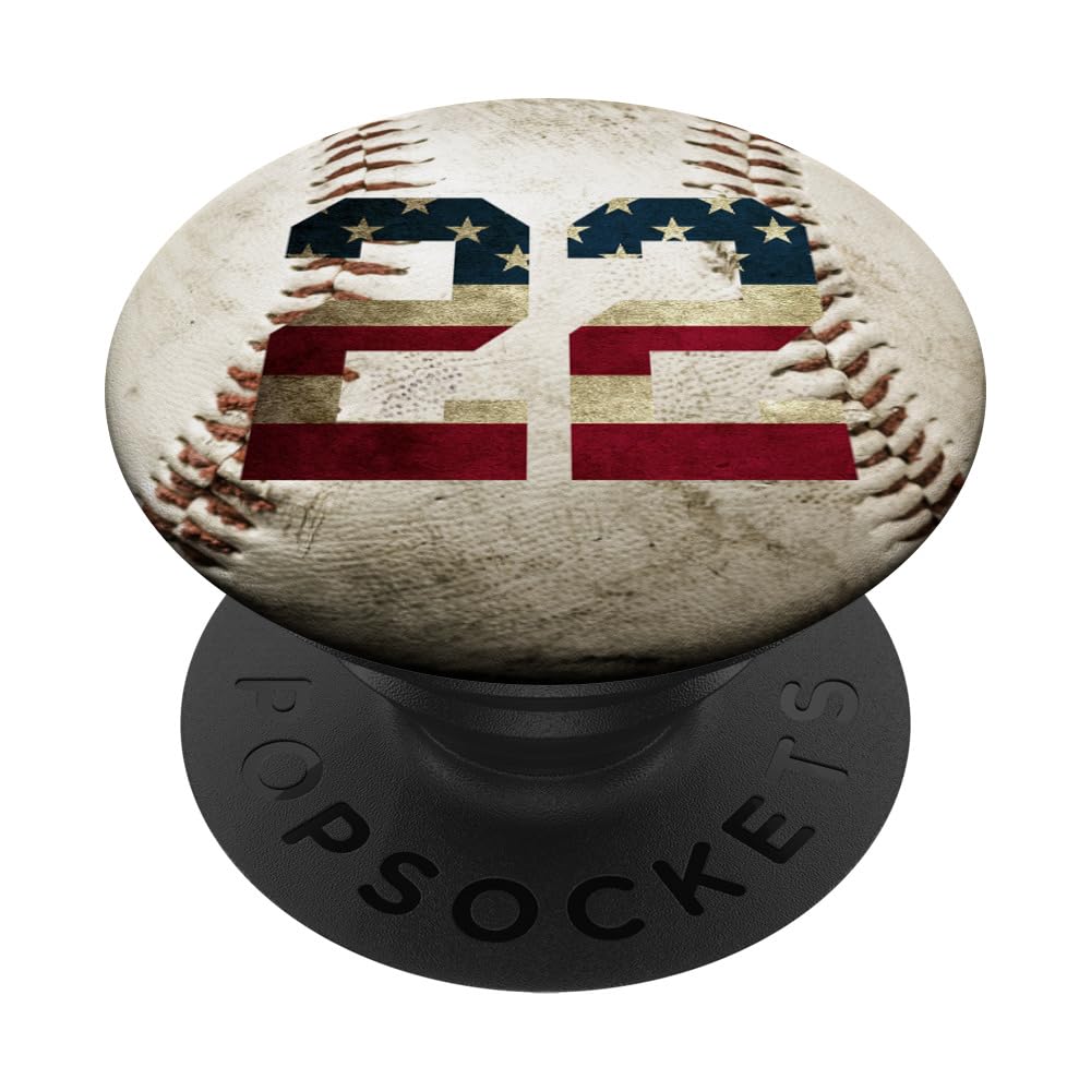 Baseball number 22 with American USA flag phone stand PopSockets PopGrip: Swappable Grip for Phones & Tablets PopSockets Adhesive PopGrip
