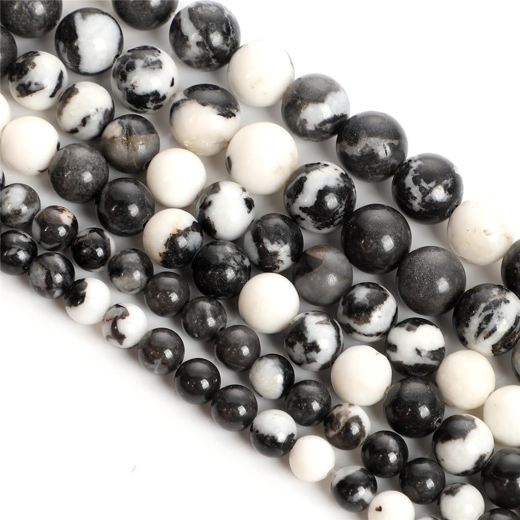 Perles d'agates blanches noires naturelles pour réparer et créer bijoux