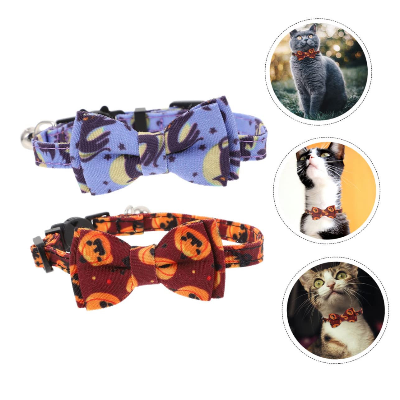 Mipcase 6stücke Halloween Katzenhalsbänder Mit Verstellbarem Design Und Glöckchen Für Partys Niedliches Zubehör Für Ihre Haustiere Varianten Böser Kürbis Und Fledermaus