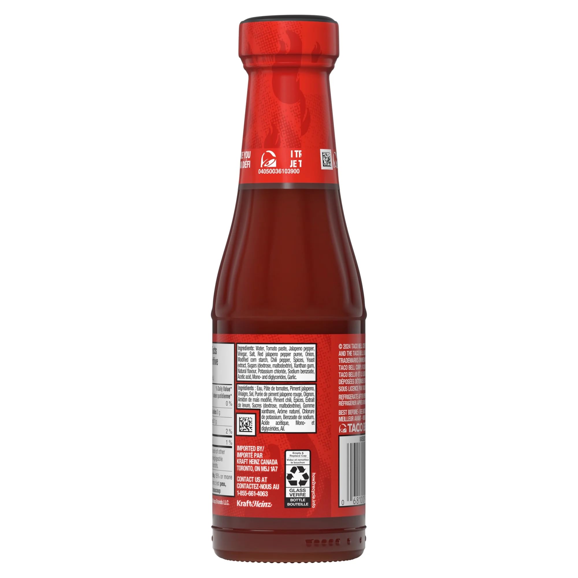 Taco Bell Fire Sauce Glass Bottle, 7.5 OZ