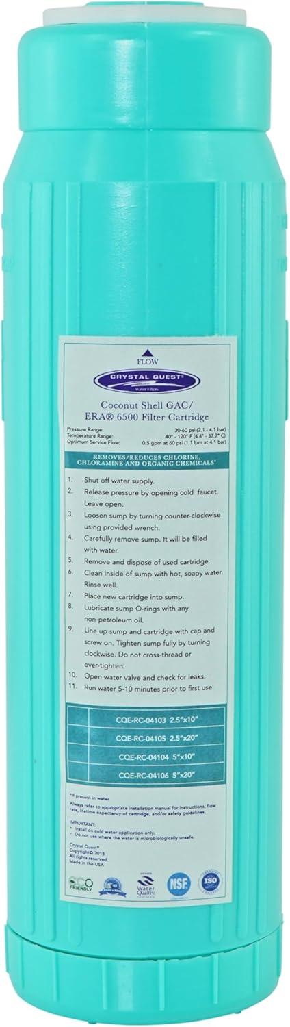 Crystal Quest GAC Filter Cartrdige (Coconut Shell Granular Activated Carbon) | 2-7/8” x 9-3/4” | CQE-RC-04103