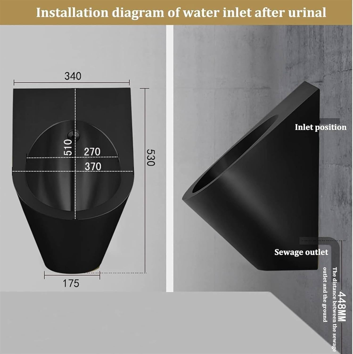 Orinatoio da Uomo a Parete 304, orinatoio da Uomo in Acciaio Inossidabile con induzione Automatica, per Servizi igienici pubblici Rosegold-Urinal+Sensor