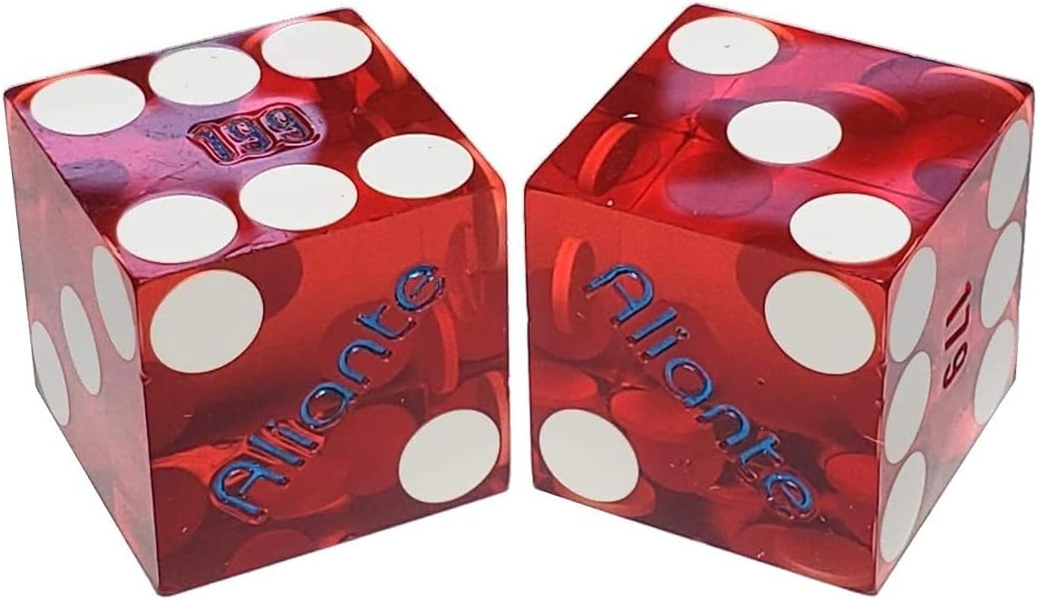 Cyber-Deals Wide Selection Craps Bundle Set: Las Vegas Style Felt Layout + Pair 19mm Authentic Nevada Casino Table-Played Dice (Aliante (Red Polished))