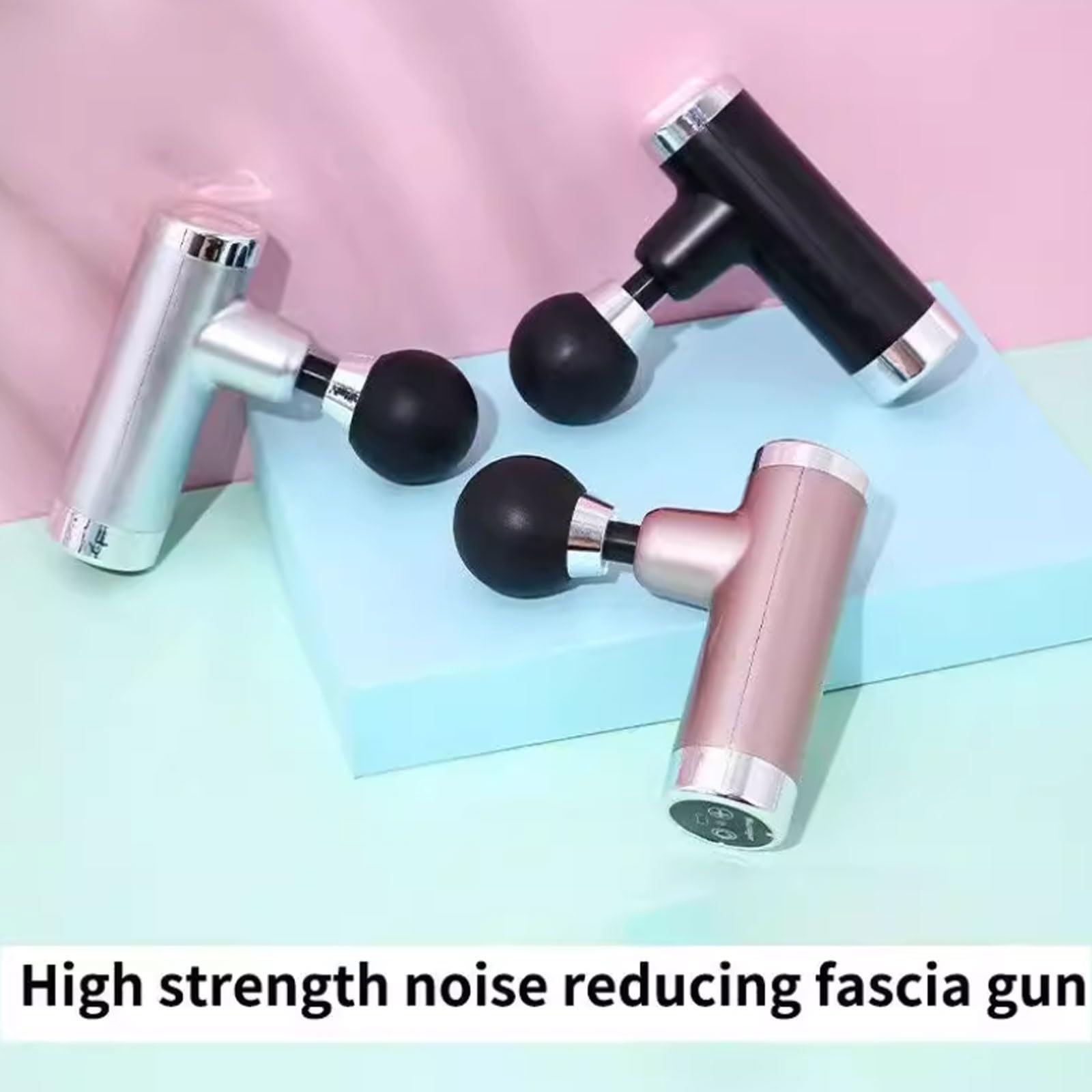 Portátil Pistola de masaje de plástico con 5 velocidades, masajeador de percusión inalámbrico compacto for cuerpo, piernas, hombros y espalda. poderoso(Silver)