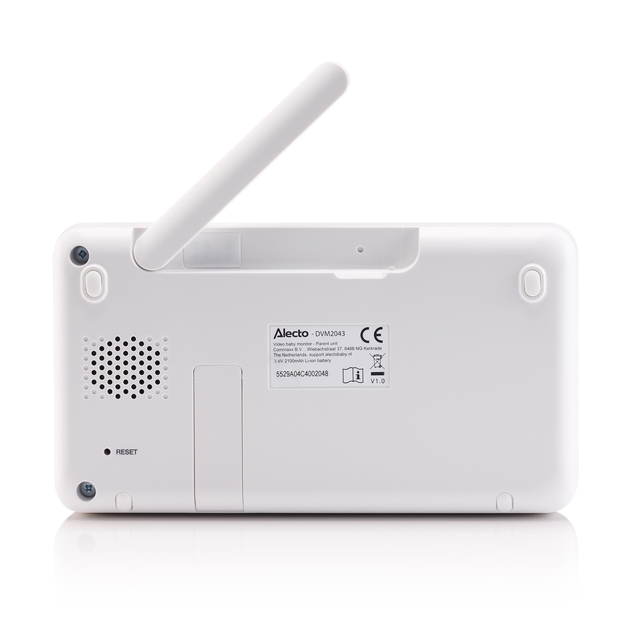 Alecto DVM2043 - elektroniczna niania z kamerą, dużym kolorowym wyświetlaczem 4,3" i lampką nocną - zdalnie sterowana - biała