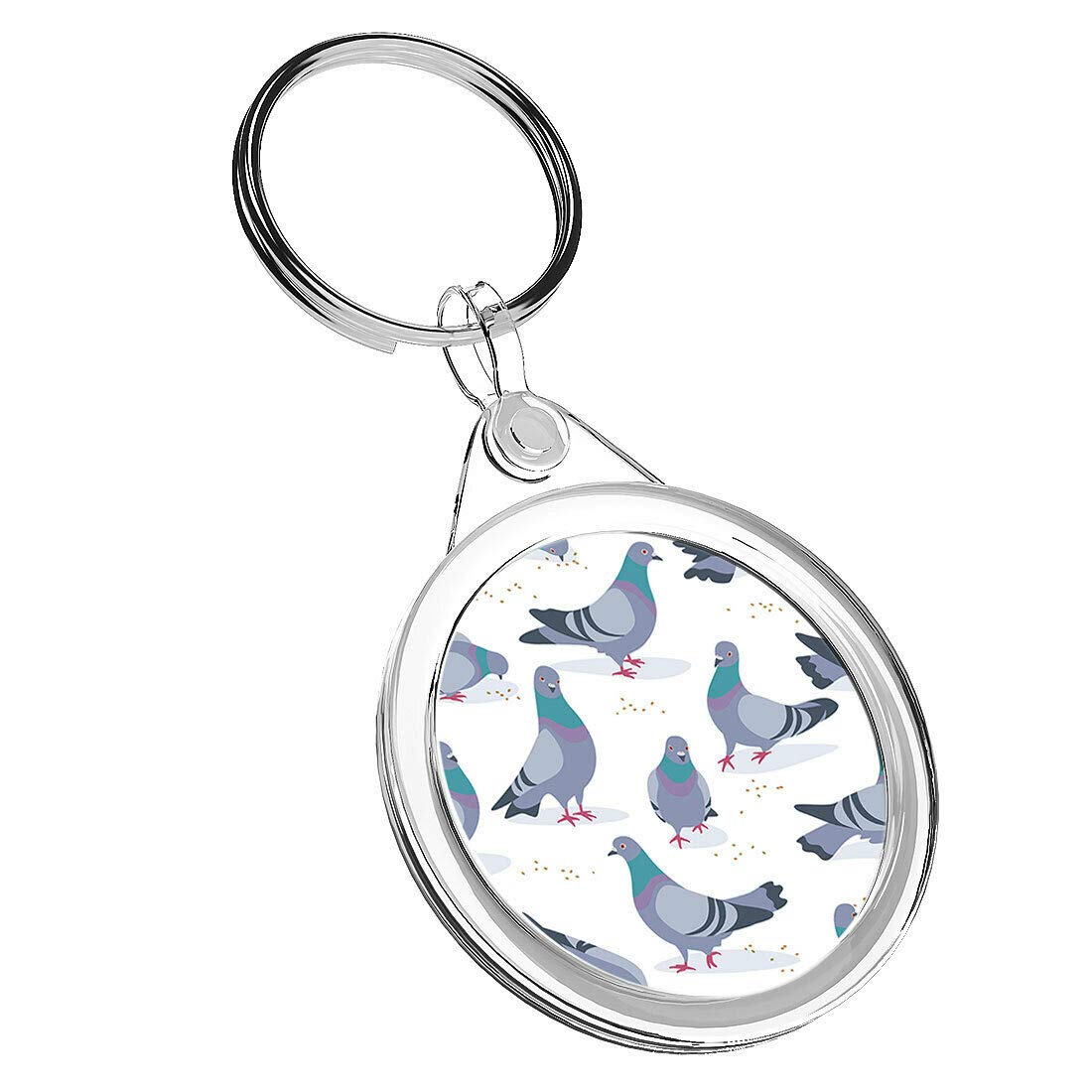 Destination Vinyl Keyrings Unisex Multi 1 X Pigeon Birds Cartoon Pattern - Keyring Ir02 Mum Dad Birthday #15995