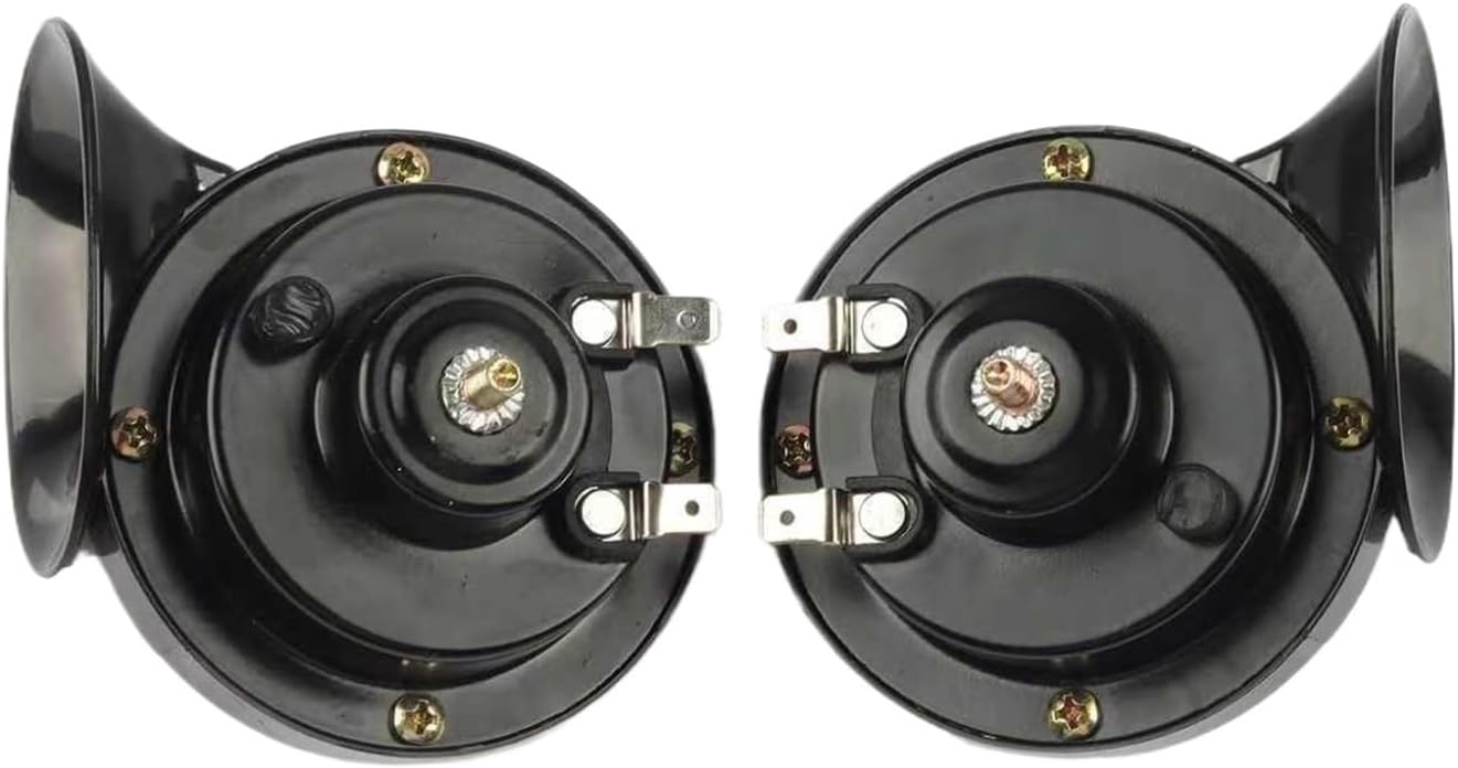 New 24V High and Low Dual Sound Electric Car Snail Horn Motorcycle Modification Pair Installation(A pair of 24V black)