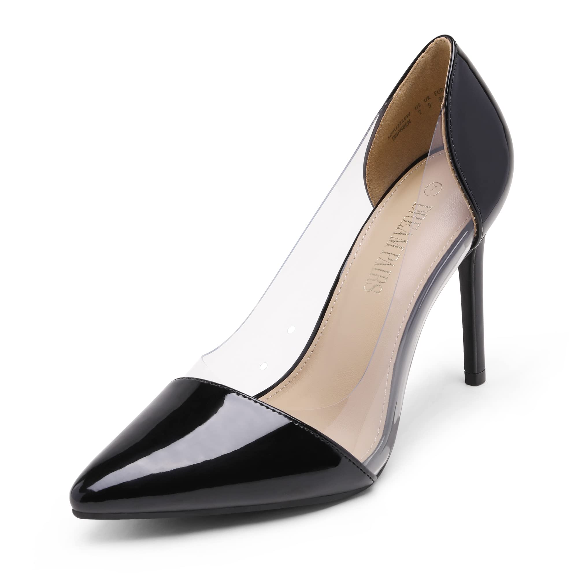 DREAM PAIRSWomen’s Clear High Heels Closed Toe Stiletto Sexy Transparent Pointed Toe Heel Fashion Wedding Party Slip On Pumps Shoes