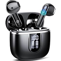 Cuffie Bluetooth, Auricolari Bluetooth 5.4 con 4 ENC HD Mics Immersivo, 40Ore Mini Cuffie Wireless Cancellazione Rumorecon, USB-C, IP7 Cuffie Senza Fili per AndroideOS, Touch Control, LED, Nero