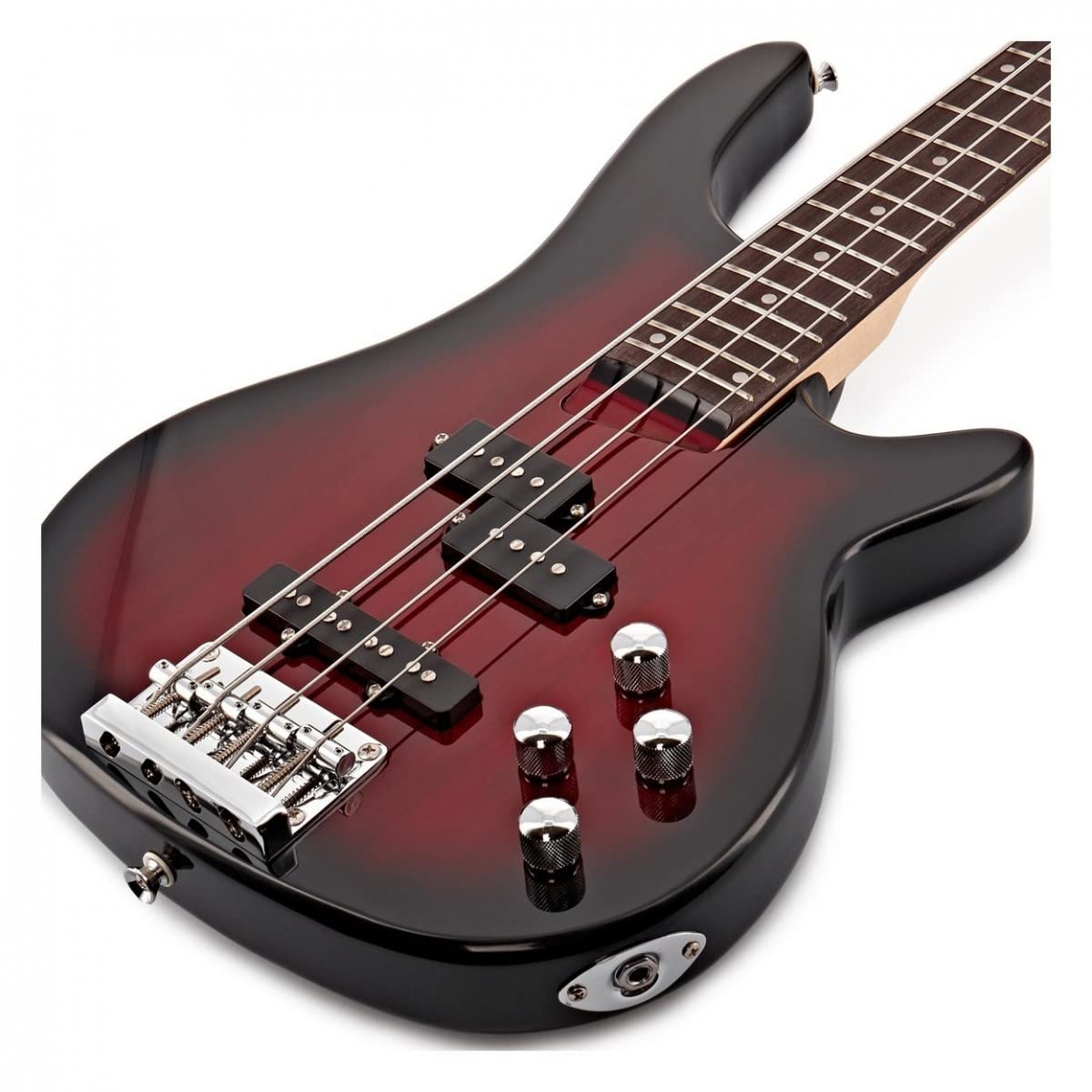 Guitarra de bajo Chicago de 4 cuerdas con funda y cable de Gear4music Red