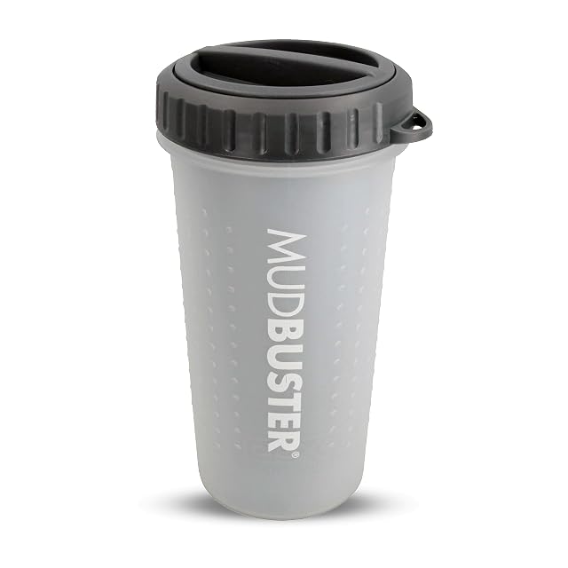 Dexas Lidded MudBuster - Limpiador portátil para patas de perro, color gris claro, grande con tapa