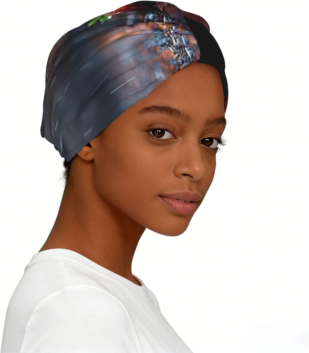Mature Strawberries Premium Elastic Head Scarf for Women-Soft & Stylish Head Wraps for Women, Lightweight & All-Season Comfort ﻿ Black image 2
