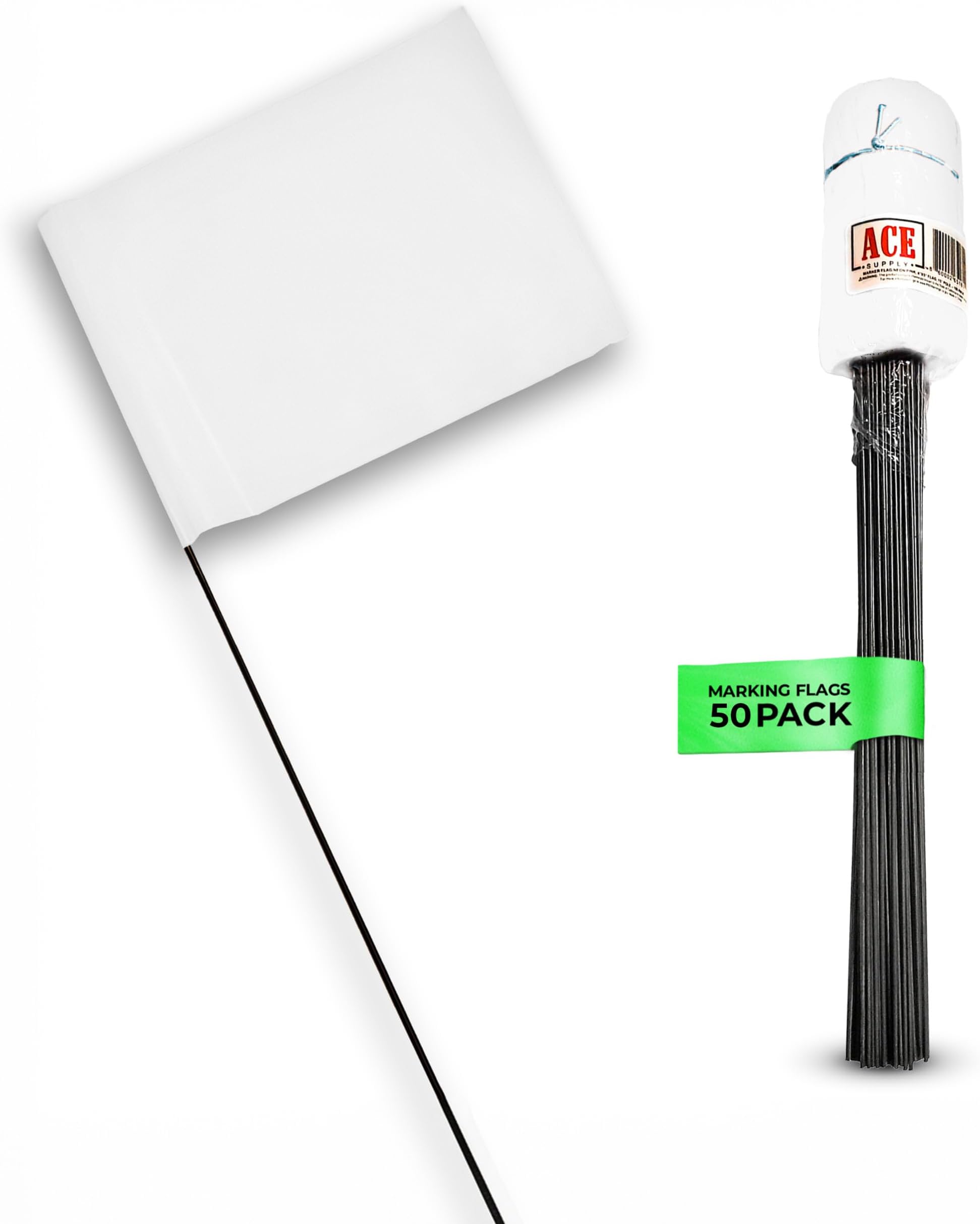 White Flags for Marking Yard - 4x5x15 Inch Invisible Fence Flags for Dogs - 50 Pack - Dog Invisible Fence Training Marker & Boundary Training