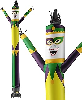 LookOurWay Air Dancers Inflatable Tube Man Set - 20 Feet Tall Wacky Waving Inflatable Dancing Tube Guy with 1 HP Blower for Business Promotion - Mardi Gras Themed- Jester