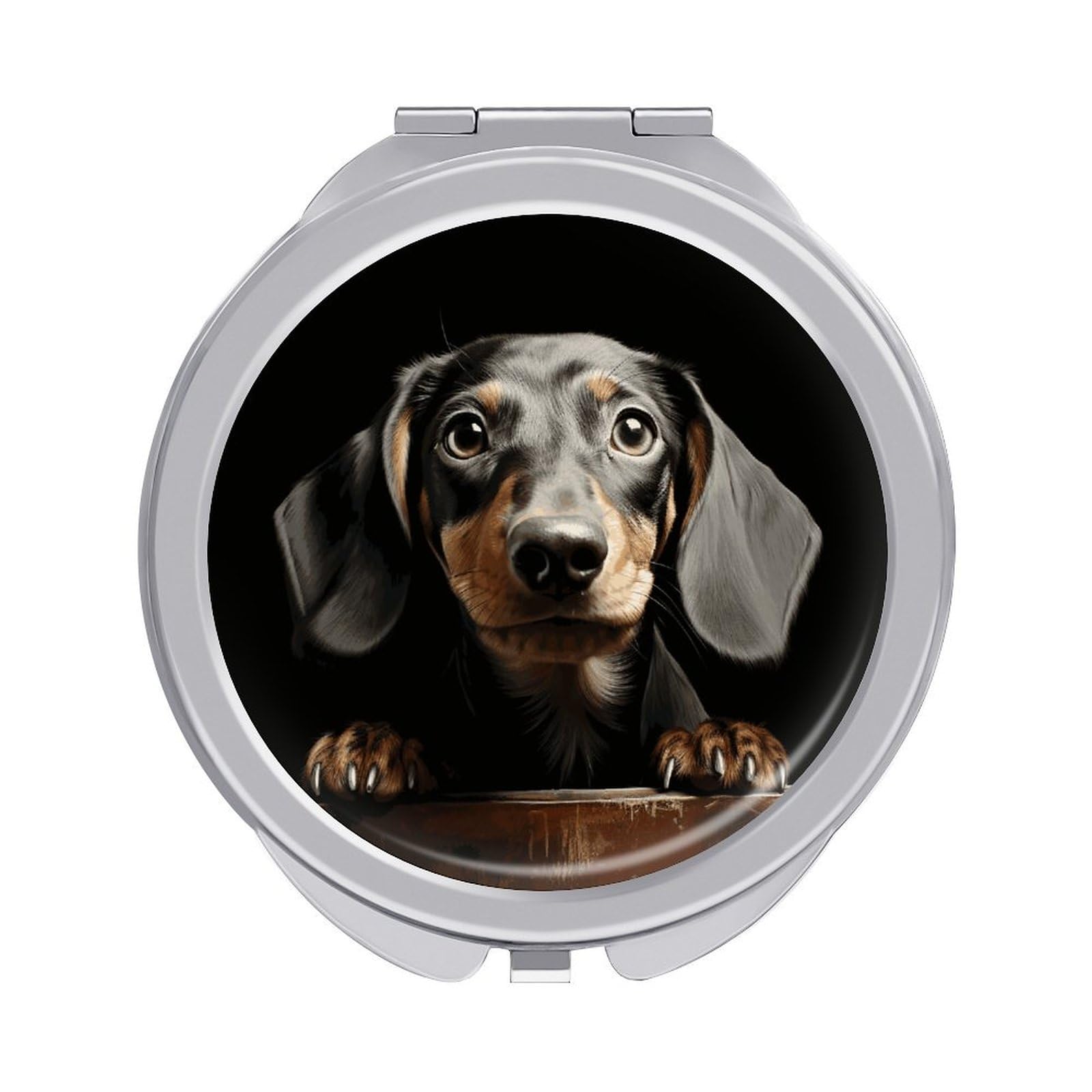 JTREHY Pad Dachshund Makeup Mirror Silver Mirror Surface Folding Makeups Mirrors Lightweight Durable Looking Glass for Suitable Traveling Handbag and Purses
