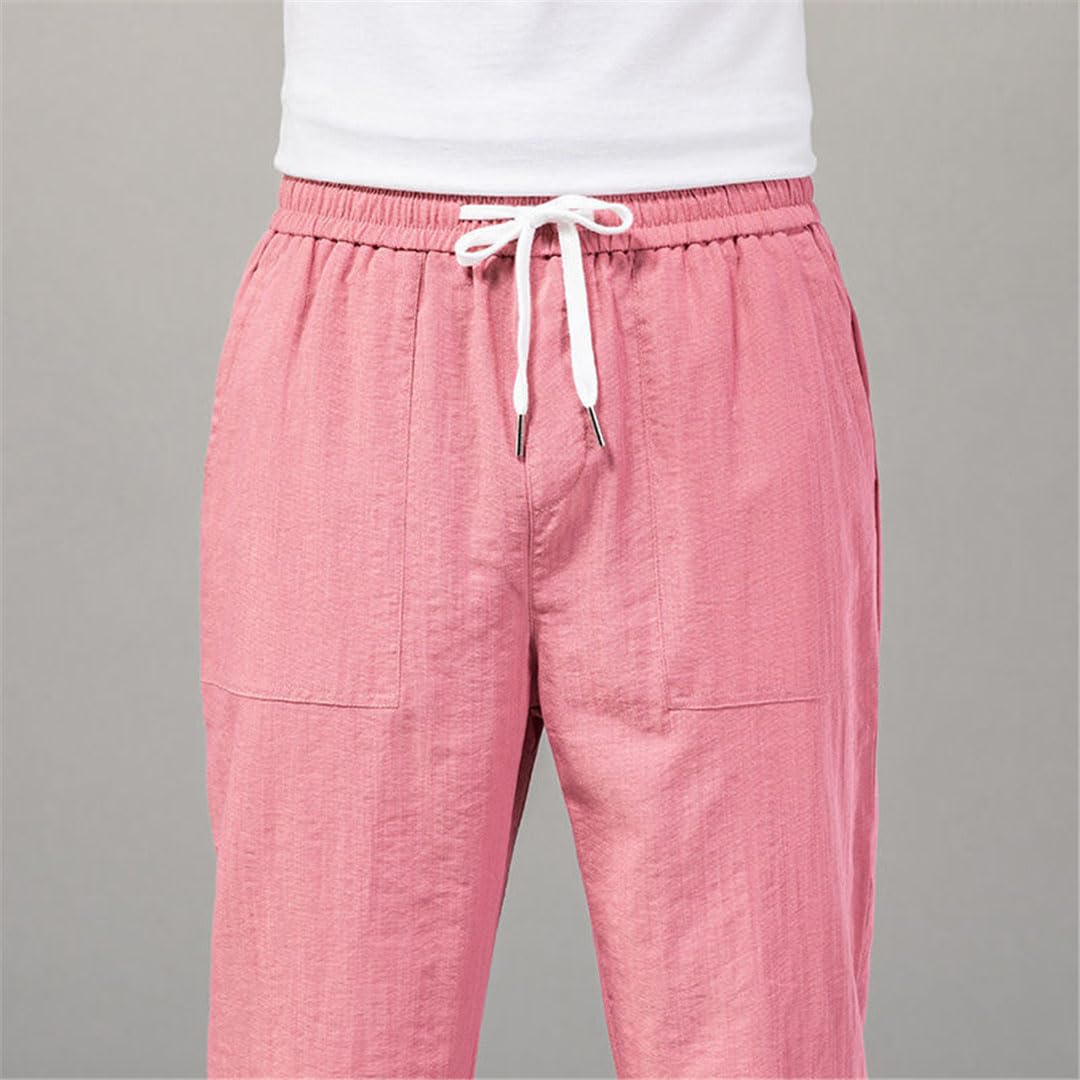 Vogrtcc Pantaloni Casual in Lino da Uomo Pantaloni da Jogging in Vita Elastici Leggeri con Coulisse