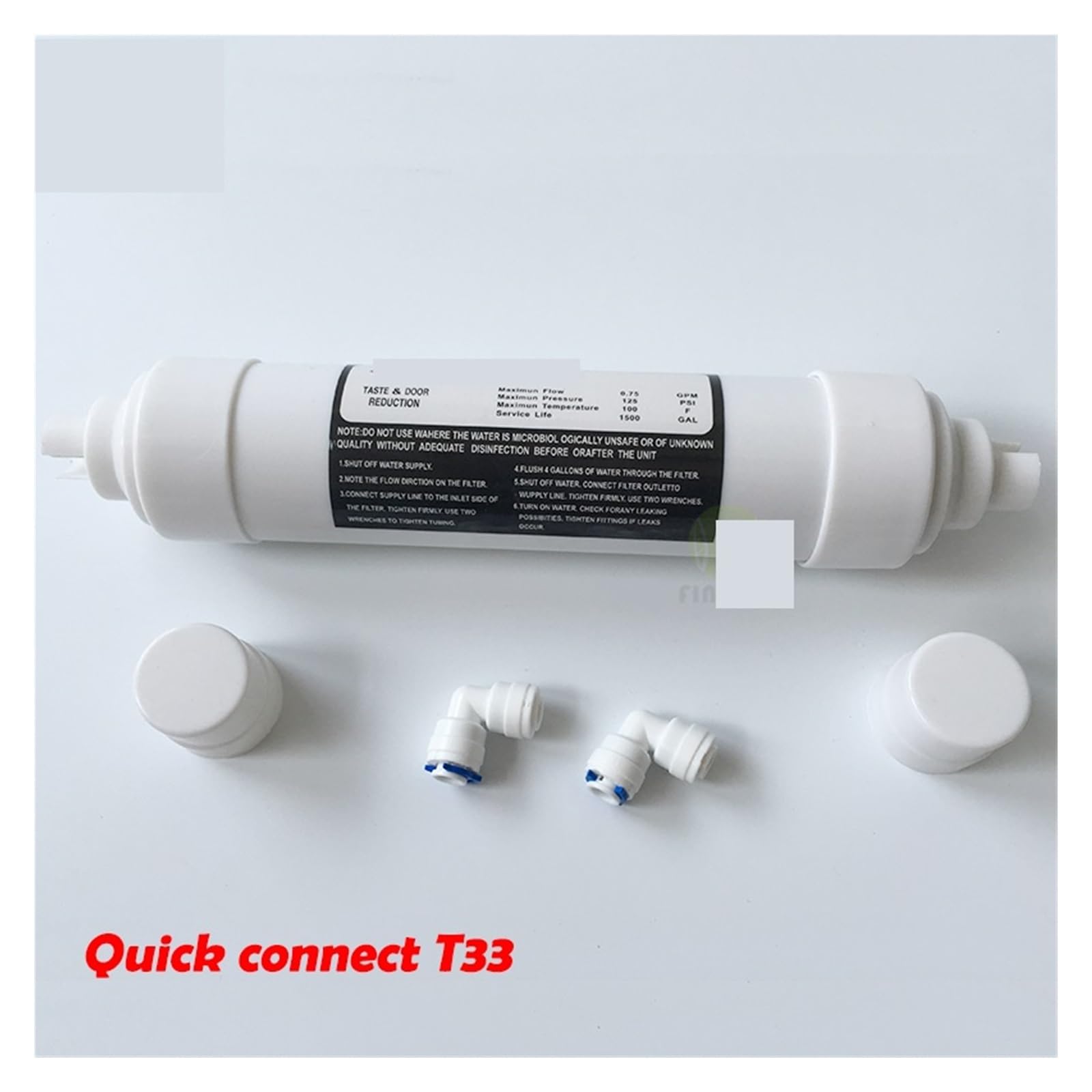 sistema de filtro de agua Conexión rápida T33 de 10 pulgadas con purificador de agua de 2 uds., cartucho de filtro de agua con poste de carbono de en línea, ósmosis inversa con caudal rápido(Classic2)
