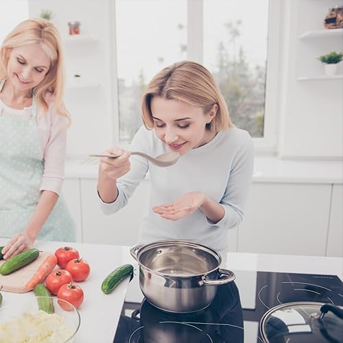 Miniatura 7 de Weceleh Estufa eléctrica de 24 pulgadas, cocinas de cerámica de vidrio integradas de 6600 W, estufa eléctrica de 4 quemadores con zona expandible, 9