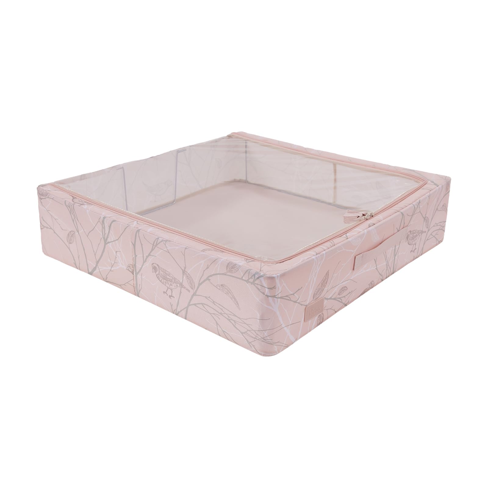 Periea 'Casey' Underbed Storage Boxes with Lids - Foldable, Stackable, and Space-Saving Organiser to Keep Your Space Tidy and Clutter-Free - Blush Birds - Large