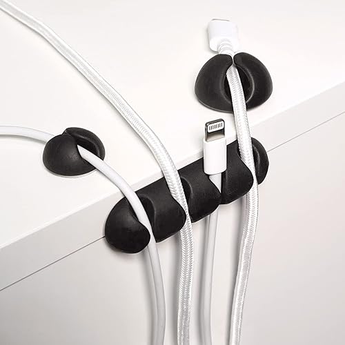 Miniatura 2 de Wrap-It Storage Clips para cables  (surtido de 28 unidades) negro  Soporte de cable de escritorio y mesita de noche para teléfono y mesita de noche
