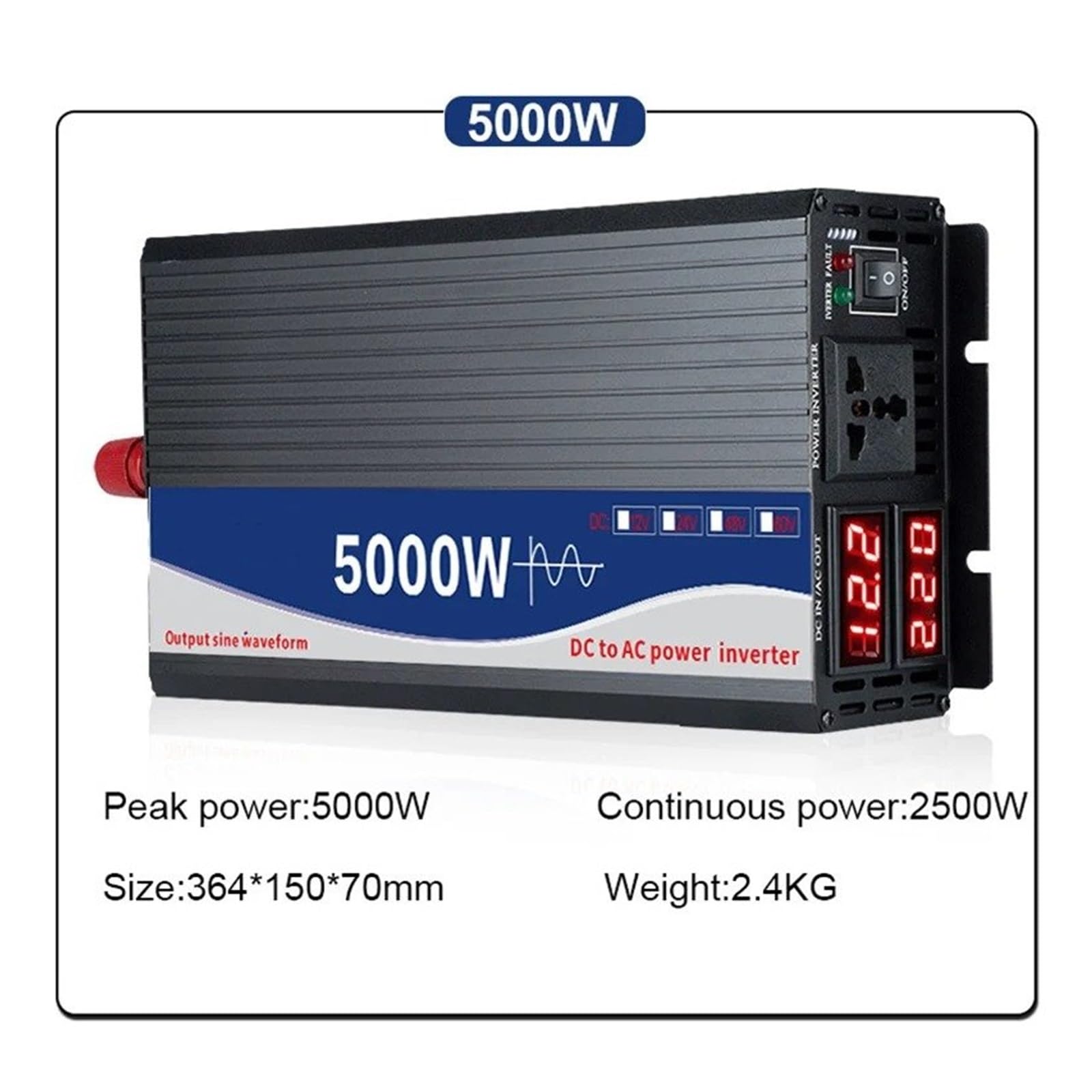 Invertitore Potenza Inverter A Onda Sinusoidale Pura Da 3000W 4000W 5000W Da CC 12V 24V 48V 60V 72V A CA 110V 220V Auto Con Convertitore Tensione E Alimentazione Solare(5000W,60V,240V(60HZ))