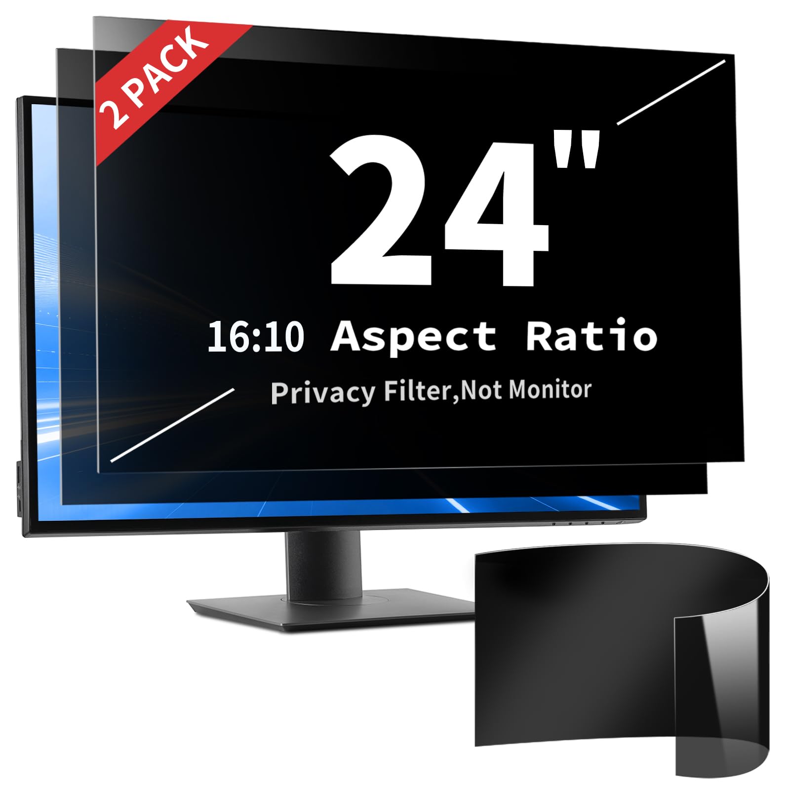 2 Pack 24 Inch Privacy Screen Filter for 16:10 Curved and Flat