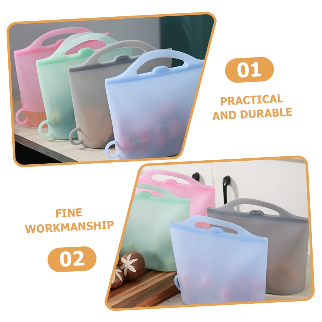 MAGICLULU Bolsas de Silicona para Alimentos 4 Piezas 1000ml Reutilizables | Cierre Hermético, Silicona de Grado Alimentario, Aptas para Congelación y Conservación, Formato Práctico
