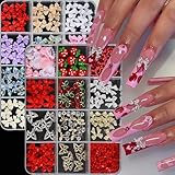 Tastetreasure Juego de 300 colgantes de uñas XXL en 3D y diamantes de imitación, resina y metal, decoración de uñas, lazos y piedras, incluye pinzas y pluma, accesorios de uñas de alta calidad para