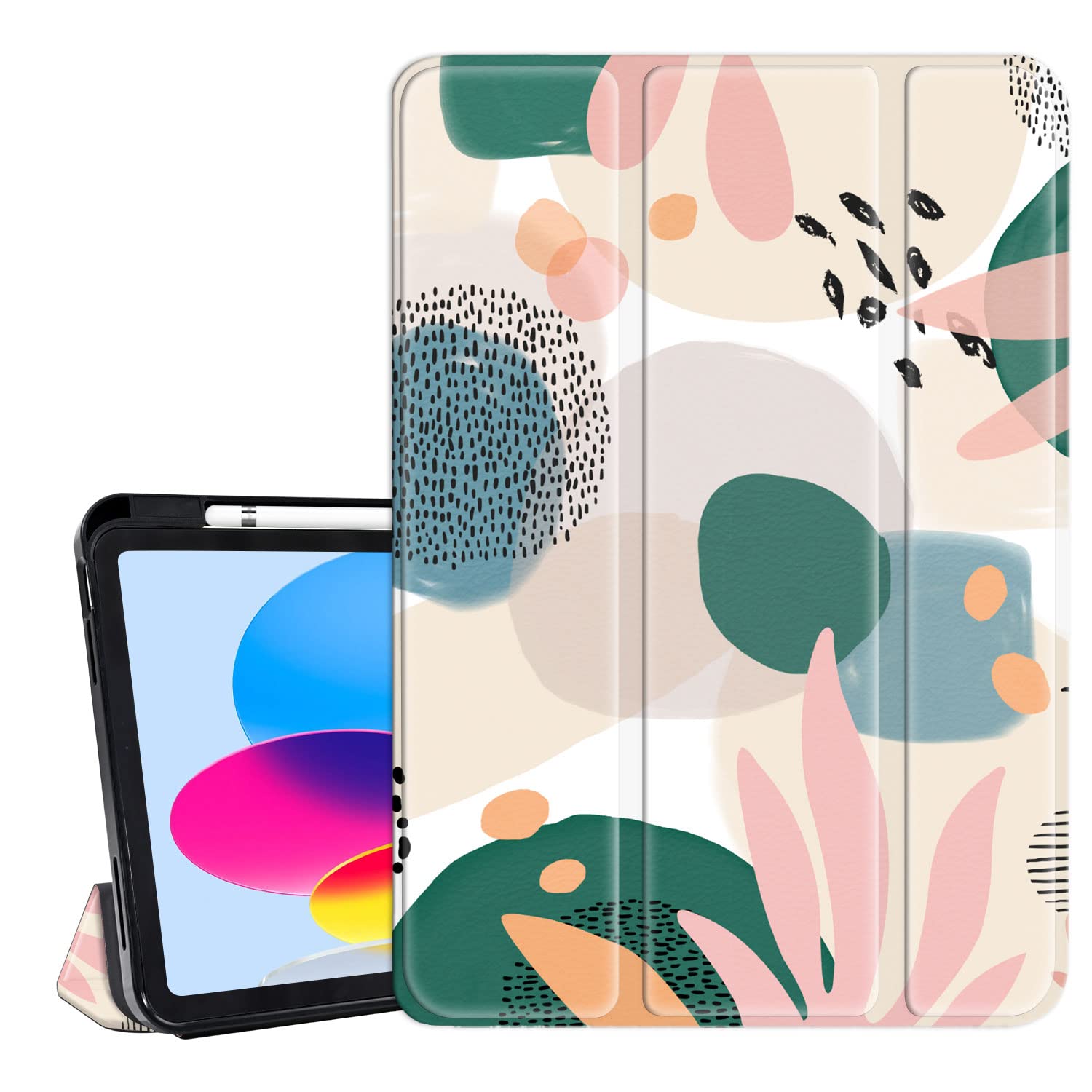 Hi Space for iPad 10th Generation Case 10.9 inch 2022 with Pencil Holder, Graffiti Art Trifold Protective Shockproof Cover foriPad 10th Gen Auto Sleep Wake for A2757 A2777