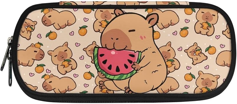 Kawaii Capybara Pencil Pouch Portable Office Stationery with Compartments Multifunctional Stationery Organizer for Teens Middle School High