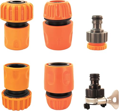 Garden Hose Quick Connect Fittings,1/2 Inch and 3/4 Inch Quick Release Hose Connector with Universal Tap Connector,for Garden Gardening, Car Washing, Rv Water Filling,6PCS